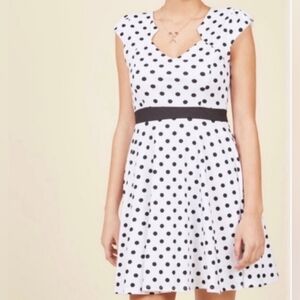 Stylish Black and White Polka Dot Mini Dress